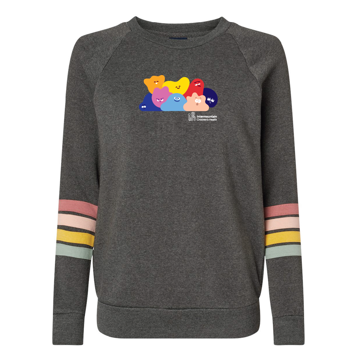 Womens Striped Sleeves Crewneck Characters Logo 
